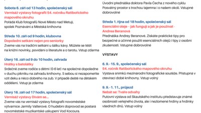 Program knihovny na září