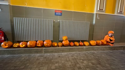Dýně byly překrásnou ozdobou chodby knihovny